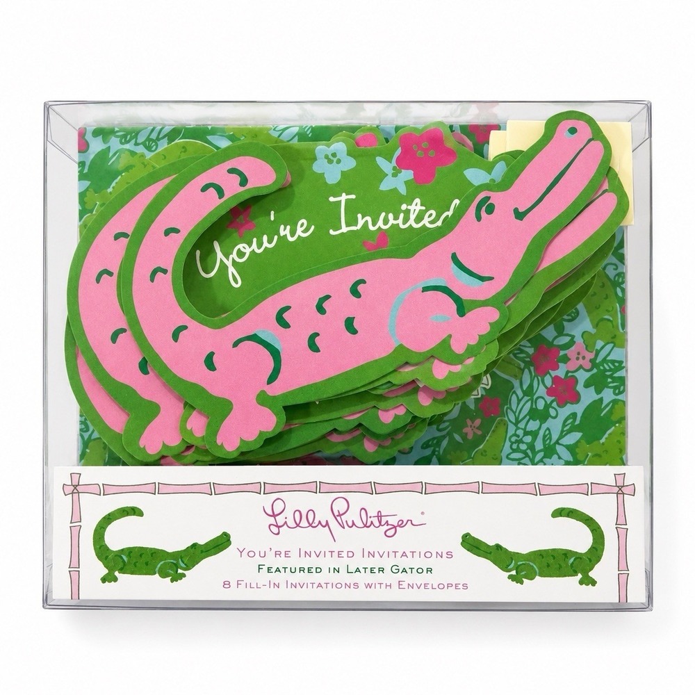 Vintage Lilly Pulitzer Later Gator Party Invitations & Envelopes Qty 16 Y2K Rare